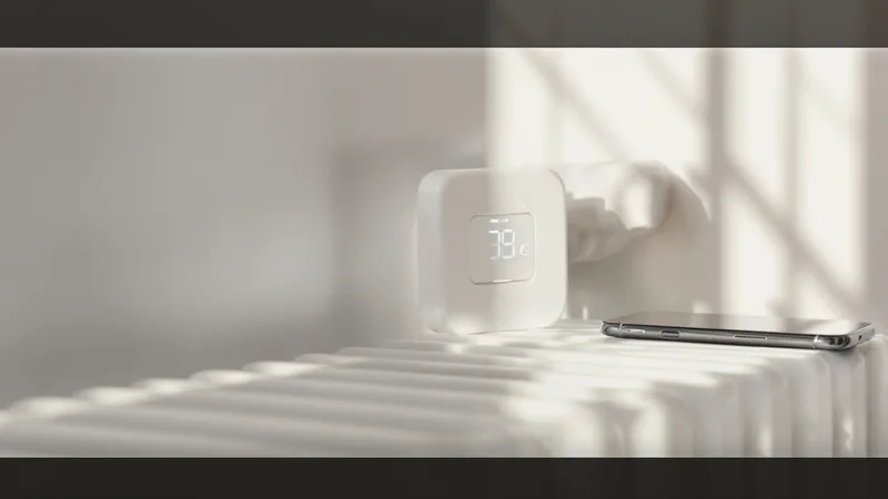 Smartes Heizkörperthermostat am Heizkörper mit Smartphone-App