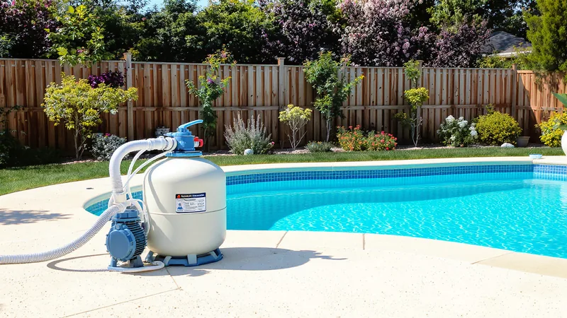 Poolpumpe und Sandfilteranlage am Gartenpool mit Stromkosten Anzeige